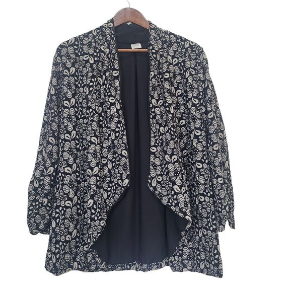 Kaileigh Clementina Lace Overlay Kimono Black Size 2X Open Drape Cardigan - Picture 1 of 10